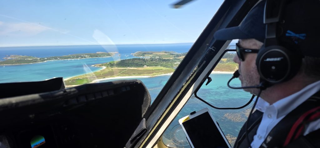 S76 Penzance helicopters approaching tresco
